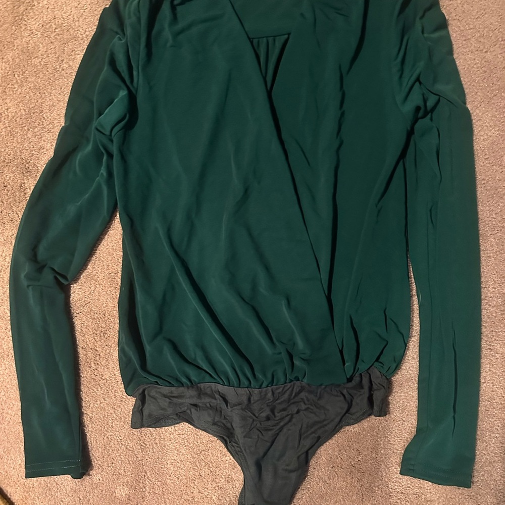 Chic Lulus Emerald Wrap Bodysuit